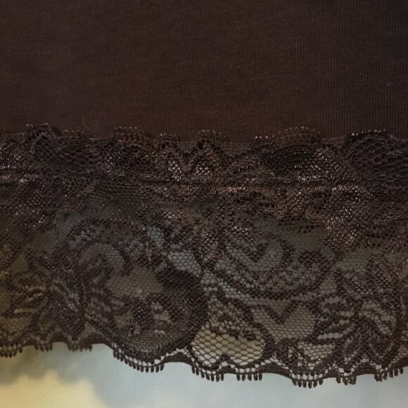 Y2K Brown Cotton Lace Hem and Bust Bodycon Cami - Picture 6 of 15